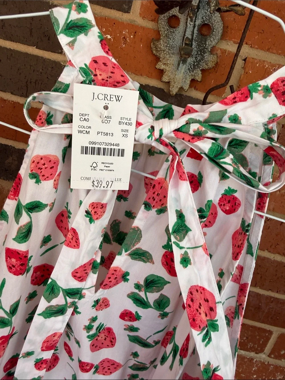 J. Crew Factory White Strawberry Print Halter Tank